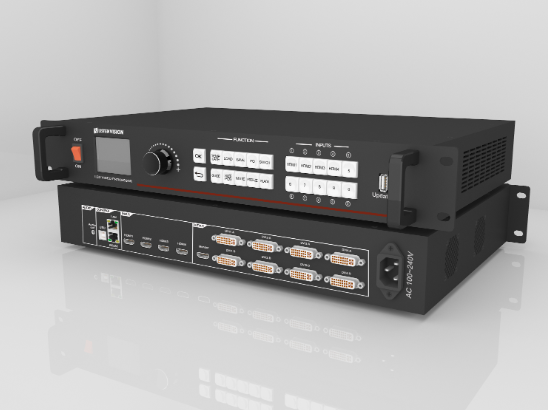 上海靈信VX-6視頻處理器4個(gè)HDMI通道4K超高清輸入，可以實(shí)現(xiàn)超大屏點(diǎn)對(duì)點(diǎn)顯示